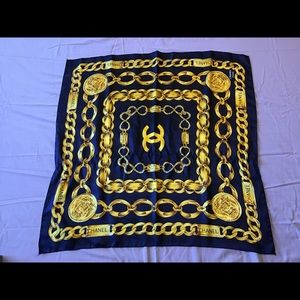 Beautiful silk scarf blue and gold